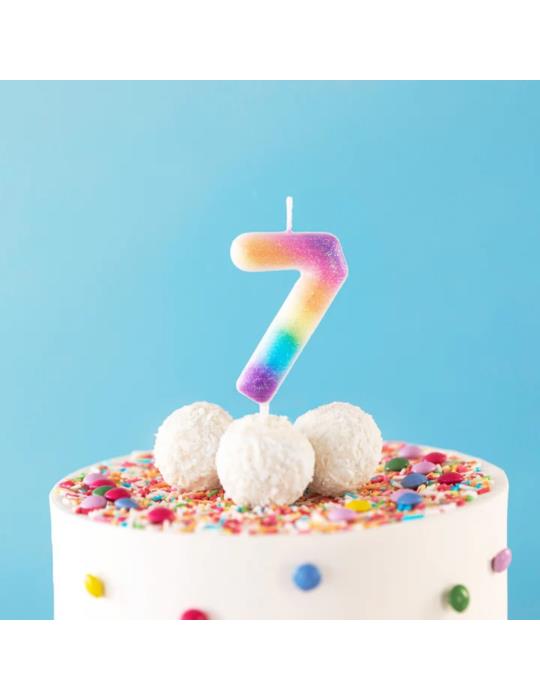 1Świeczka cyfra 7 tęczowa 420304 Urodziny Rocznice cyferka