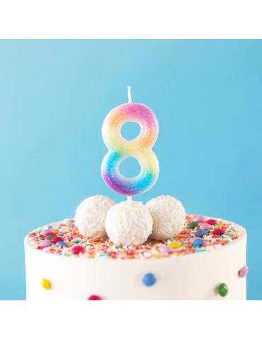 1Świeczka cyfra 8 tęczowa 420305 Urodziny Rocznice cyferka