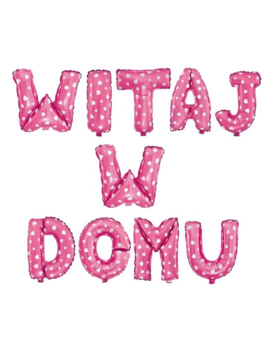 1Balony Foliowe WITAJ W DOMU 460389 napis rużowy w serca