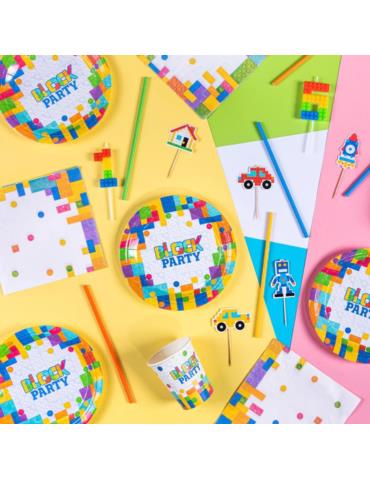 1Kubeczki papierowe Klocki 6szt 129388 220ml Urodziny Grill Garden Party Piknik