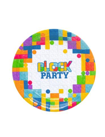 1Talerzyki papierowe Klocki 6szt 129401 18cm Urodziny Grill Garden Party Piknik