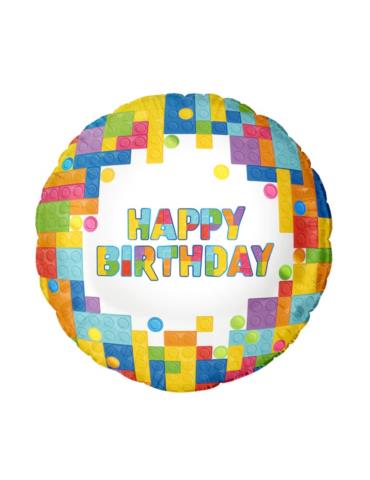 1Balon foliowy Klocki 45cm 129494 Happy Birthday Urodziny Grill Garden Party Piknik