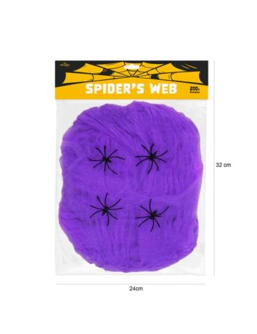 1Pajęczyna Halloween fioletowa 512546 XXL 200g Halloween Andrzejki Zombie Party