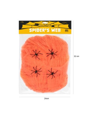 1Pajęczyna Halloween pomarańczowa 512545 XXL 200g Halloween Andrzejki Zombie Party