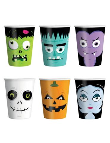 1Kubeczki papierowe Monsters 6szt 129654 220ml Halloween Andrzejki Zombie Party
