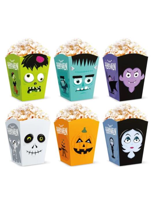 1Pudełka na popcorn Monster 6szt 129692 Halloween Andrzejki Zombi Party
