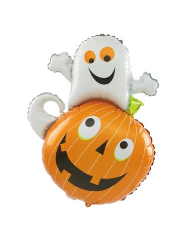 1Balon foliowy Dynia z duchem 460444 64x80cm Halloween Andrzejki Party
