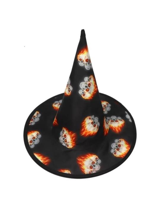 1Kapelusz Czarownicy w Czaszki CC259 płonące Wiedźma Halloween Andrzejki