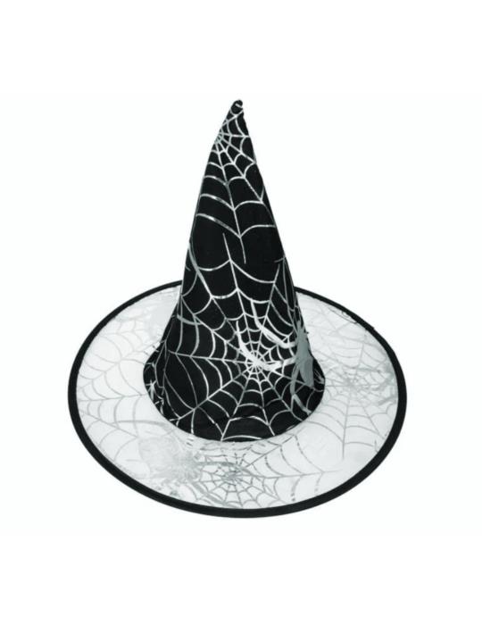 1Kapelusz Czarownicy Czarny CC247 z pajęczyną i Pająkiem Wiedźma Halloween Andrzejki