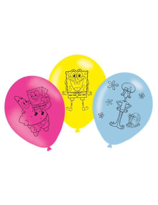 1Balony Sponge Bob Kancistoporty 9907373 urodzinowe gumowe 6 sztuk 11 cali