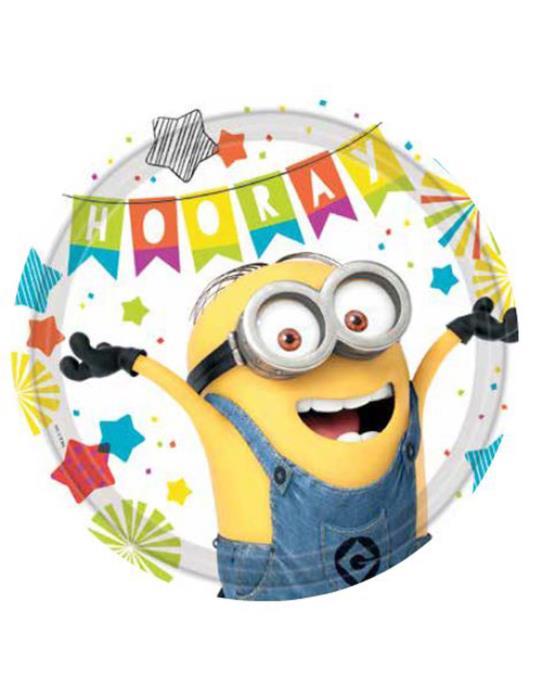 1Talerzyku urodzinowe Minionki 9907313 Despictable Me 23cm 8szt