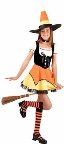 1Strój Czarownica Pomarańczowa ST958 134/140 z Kapeluszem i podkolanówkami Halloween Wiedźma Andrzejki