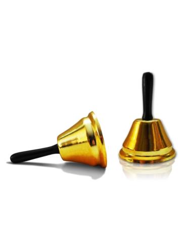 Dzwonek Mikołaja Świąteczny 12cm TG1862 złoty metalowy z rączką