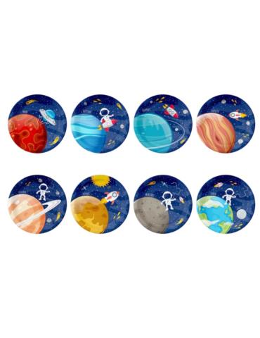 1Talerzyki Kosmos 8 sztuk 129746 urodzinowe papierowe 18 cm