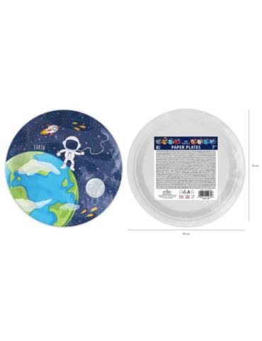 1Talerzyki Kosmos 8 sztuk 129746 urodzinowe papierowe 18 cm
