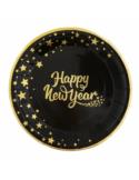 1Talerzyki Happy New Year czarne 512661 6szt 15cm