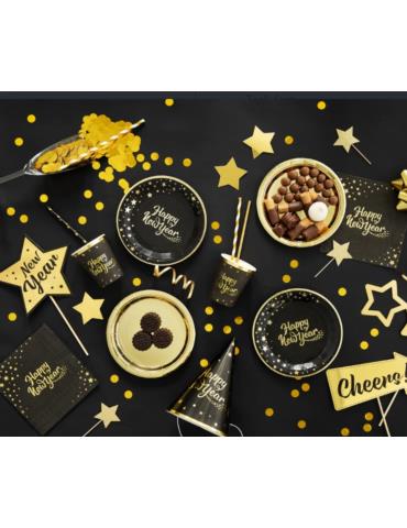 1Talerzyki Happy New Year czarne 512661 6szt 15cm