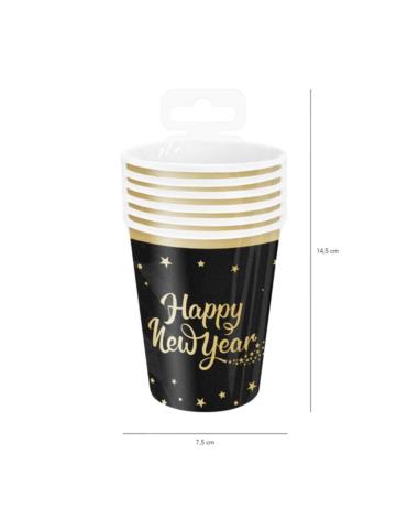 1Kubeczki Happy New Year Czarne 512662 6 sztuk 220 ml
