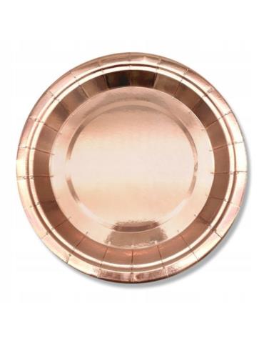 Talerzyki Papierowe Różowe Złoto 510873 6szt. wieczór panieński 18cm