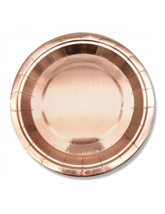 Talerzyki Papierowe Różowe Złoto 510873 6szt. wieczór panieński 18cm