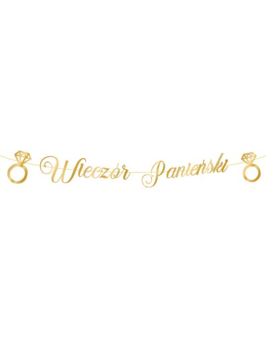Baner Wieczór Panieński Złoty 512079 150cm złoty napis girlanda dekoracja wisząca