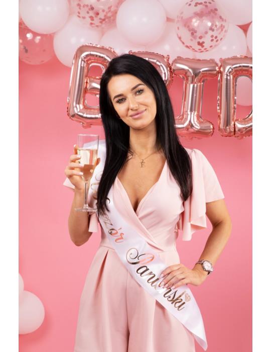 Szarfa Wieczór Panieński Różowa 511855 różowe złoto 160cm panna młoda party napis wieczór panieński