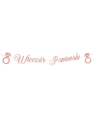 Baner Wieczór Panieński Różowy 512078 150cm różowe złoto rose gold napis girlanda dekoracja wisząca panna młoda