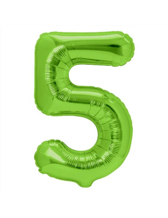 1Balon foliowy Cyfra 5 Zielony 128589 100cm liczba urodziny przyjęcia okazje
