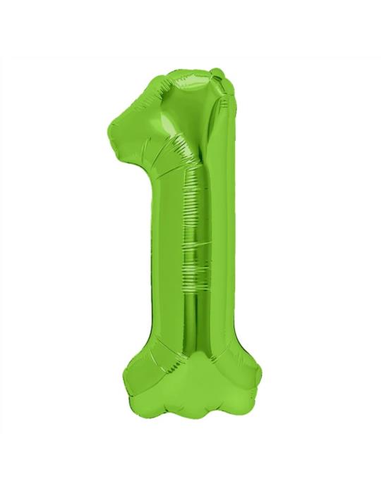 1Balon foliowy Cyfra 1 Zielony 128541 100cm liczba urodziny przyjęcia okazje