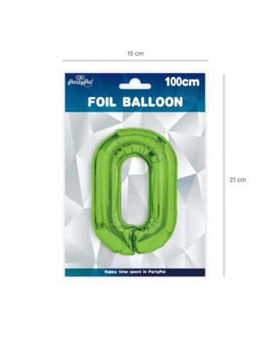 1Balon foliowy Cyfra 0 Zielony 128534 100cm liczba urodziny przyjęcia okazje