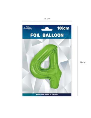 1Balon foliowy Cyfra 4 Zielony 128572 100cm liczba urodziny przyjęcia okazje