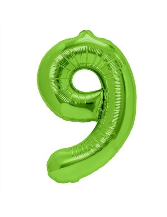 1Balon foliowy Cyfra 9 Zielony 128626 100cm liczba urodziny przyjęcia okazje