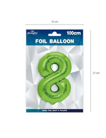1Balon foliowy Cyfra 8 Zielony 128619 100cm liczba urodziny przyjęcia okazje