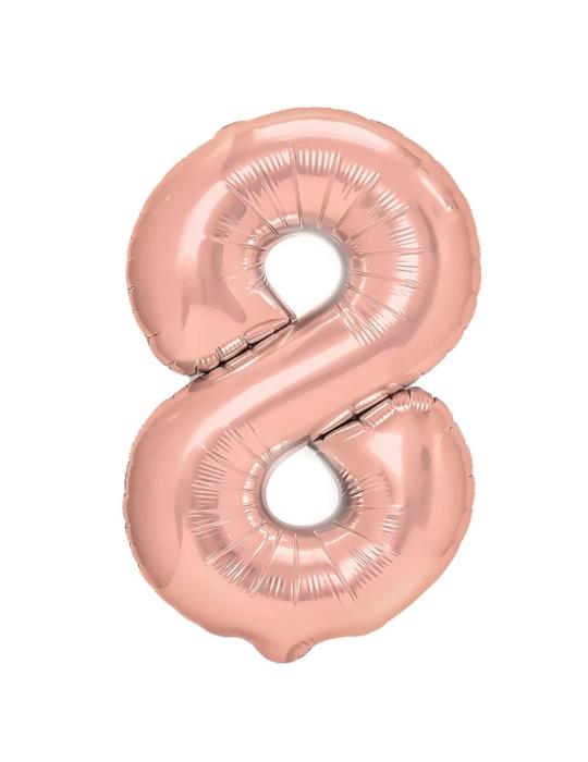 1Balon foliowy Cyfra 8 Różowy 450030 100cm rose gold liczba urodziny przyjęcia okazje