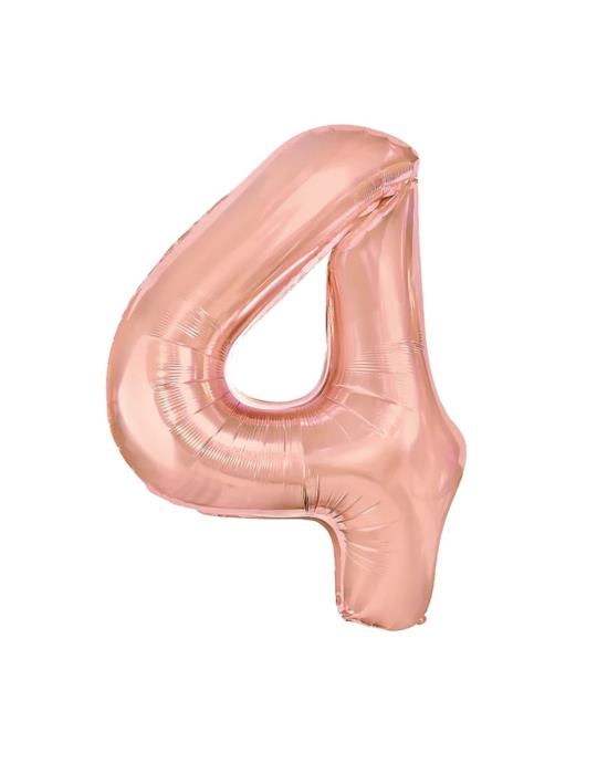 1Balon foliowy Cyfra 4 Różowy 450026 100cm rose gold liczba urodziny przyjęcia okazje
