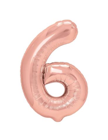 1Balon foliowy Cyfra 6 Różowy 450028 100cm rose gold liczba urodziny przyjęcia okazje