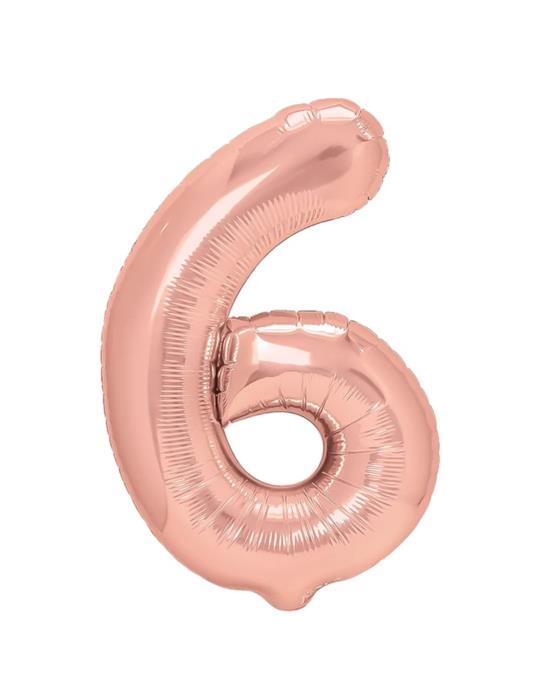 1Balon foliowy Cyfra 6 Różowy 450028 100cm rose gold liczba urodziny przyjęcia okazje