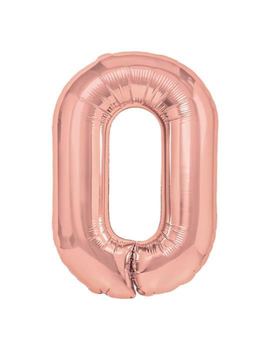 1Balon foliowy Cyfra 0 Różowy 450022 100cm rose gold liczba urodziny przyjęcia okazje