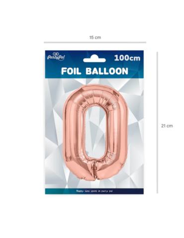 1Balon foliowy Cyfra 0 Różowy 450022 100cm rose gold liczba urodziny przyjęcia okazje
