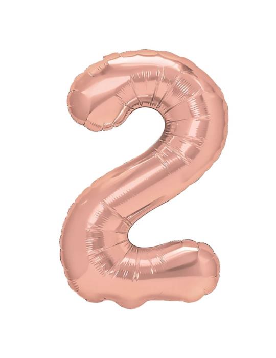 1Balon foliowy Cyfra 2 Różowy 450024 100cm rose gold liczba urodziny przyjęcia okazje