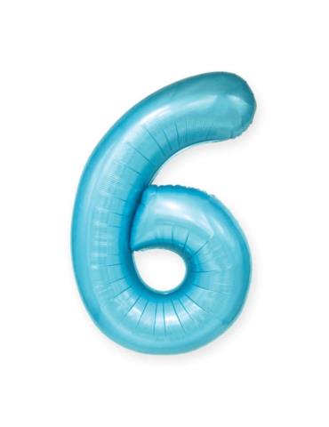 1Balon foliowy Cyfra 6 Niebieski 450048 100cm liczba urodziny przyjęcia okazje