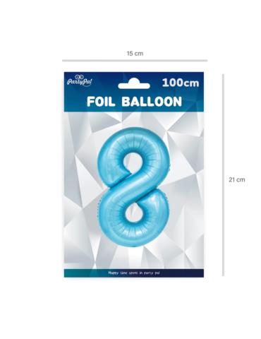 1Balon foliowy Cyfra 8 Niebieski 450050 100cm liczba urodziny przyjęcia okazje