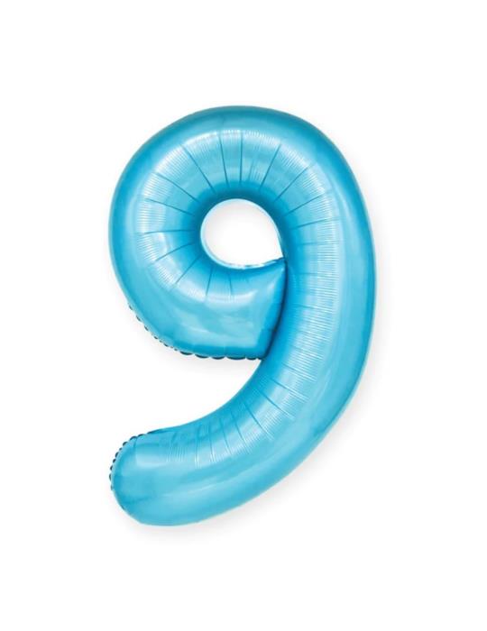 1Balon foliowy Cyfra 9 Niebieski 450051 100cm liczba urodziny przyjęcia okazje