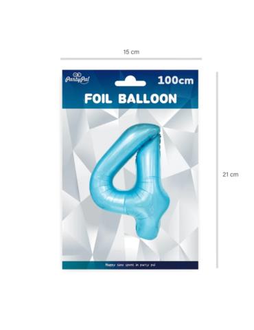 1Balon foliowy Cyfra 4 Niebieski 450046 100cm liczba urodziny przyjęcia okazje