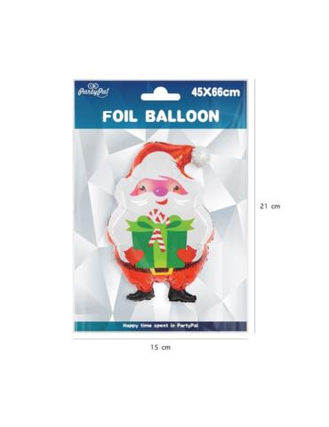 1Balon Mikołaj z Prezentem foliowy460703 45x65 dekoracja święta