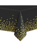 1Obrus Czarny w Złote Kropki 512292 foliowy 137x274 przyjęcia imprezy sylwester