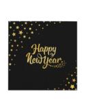 1Serwetki Happy New Year Czarne 512660 10 sztuk 33x33 papierowe sylwester nowy rok