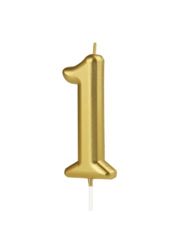 Świeczka urodzinowa cyfra 1 złota 420181 przyjęcia 10 cm