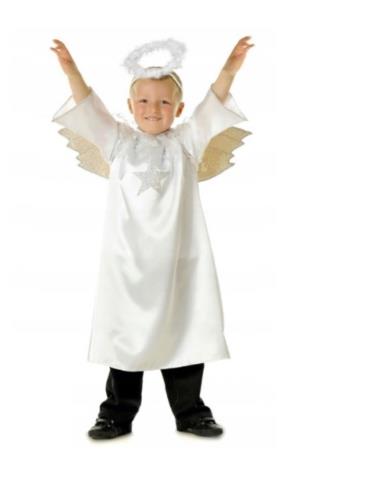 1Strój Aniołka dla Chłopca 2530 110/116 złote skrzydła jasełka anioł