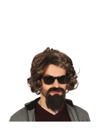 1Peruka Męska Brązowa Broda Wąsy 4660 krótka